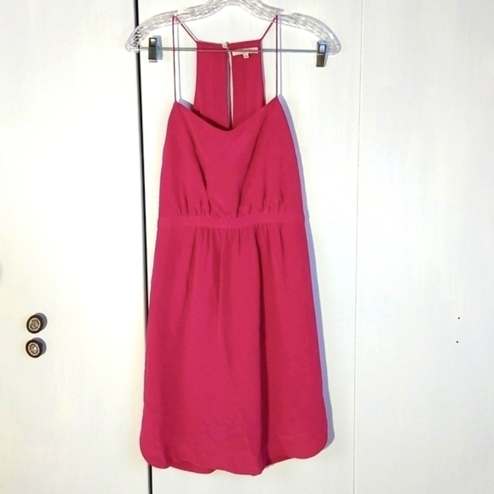Madewell| Dark Pink Silk Strappy Mini Dress Preppy Mod Sz.0/ Extra Small
